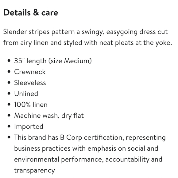 Faherty Isha Linen Swing Dress Size Medium Pockets Blue White Stripe Mini Beach - Picture 4 of 13